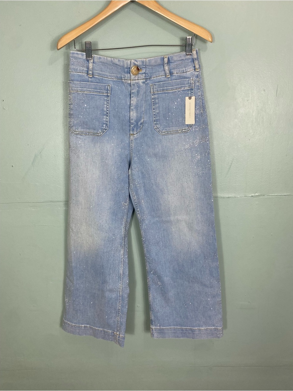 Anthropologie Maeve The Colette Ankle Sparkle Jeans Blue Size 29